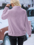 Half Zip Long Sleeve Furry Sweatshirt - Trendsi - Flyclothing LLC