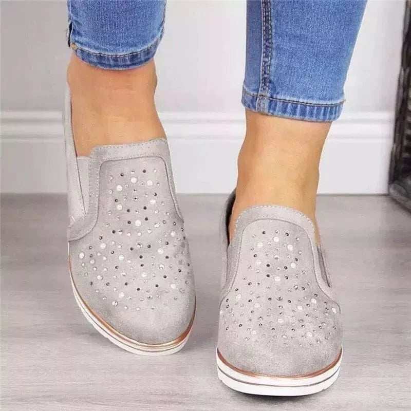 Rhinestone Wedge Slip-Ons - Trendsi - Flyclothing LLC