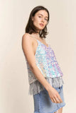 J.NNA Sequin Tassel Hem Flowy Cami - Trendsi - Flyclothing LLC