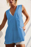 Side Slit V-Neck Tank - Trendsi - Flyclothing LLC