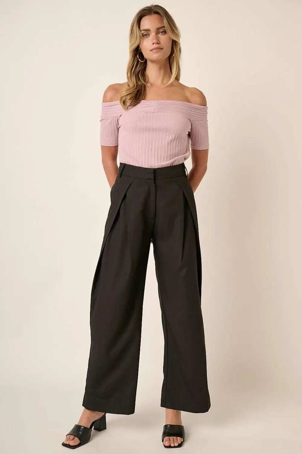 Mittoshop Deep Pleated High Waisted Wide Leg Pants - Trendsi - Flyclothing LLC
