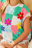 BiBi Flower Patch Checkered Sweater Vest - Trendsi - Flyclothing LLC