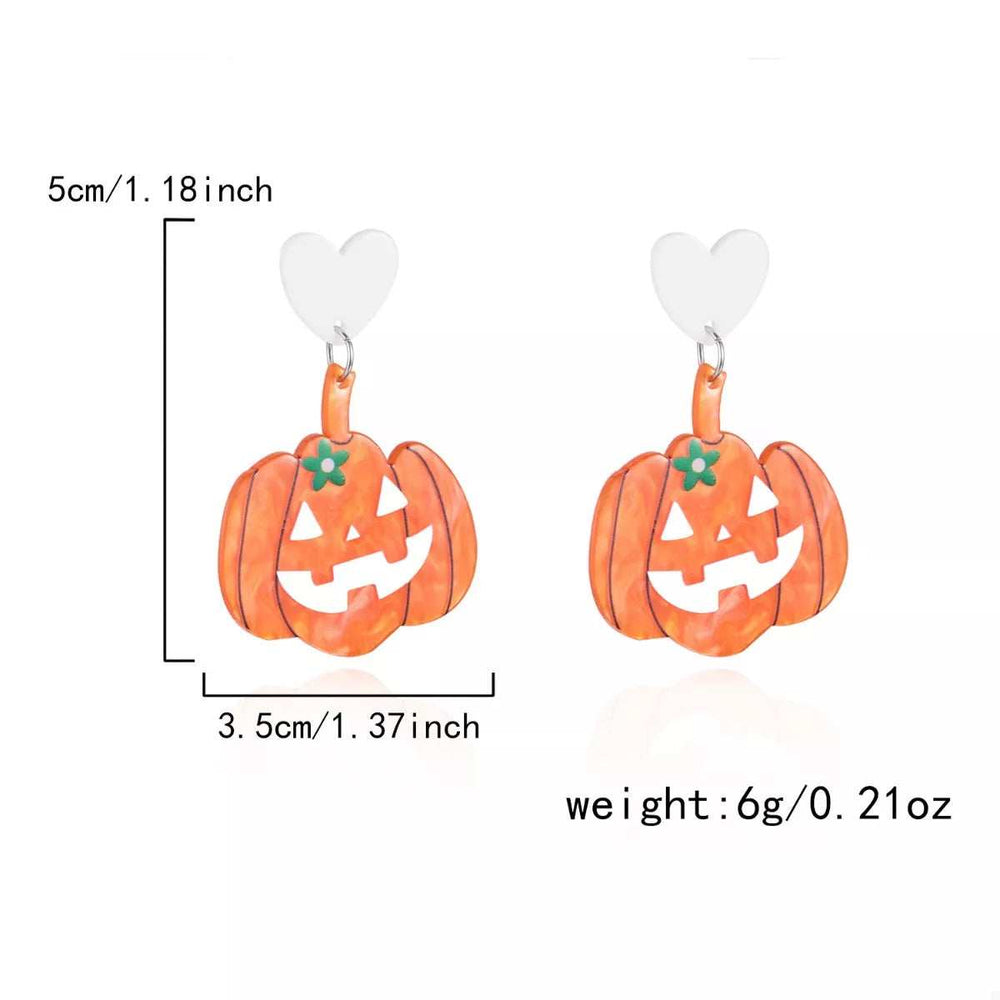 Halloween Pumpkin Heart Drop Earrings - Trendsi - Flyclothing LLC