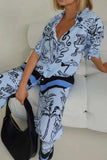 Printed Button Up Shirt and Pants Set Plus Size - Trendsi - Flyclothing LLC