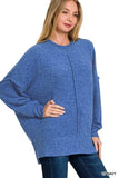 Zenana Brushed Melange Hacci Oversized Sweater - Trendsi - Flyclothing LLC