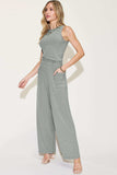 Basic Bae Full Size Ribbed Tank and Wide Leg Pants Set - Trendsi - Flyclothing LLC