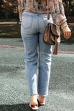 High Waist Straight Jeans with Pockets - Trendsi - Flyclothing LLC