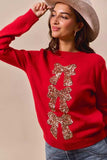 SO ME Sequins Bow Ribbon Embellished Christmas Sweater - Trendsi - Flyclothing LLC