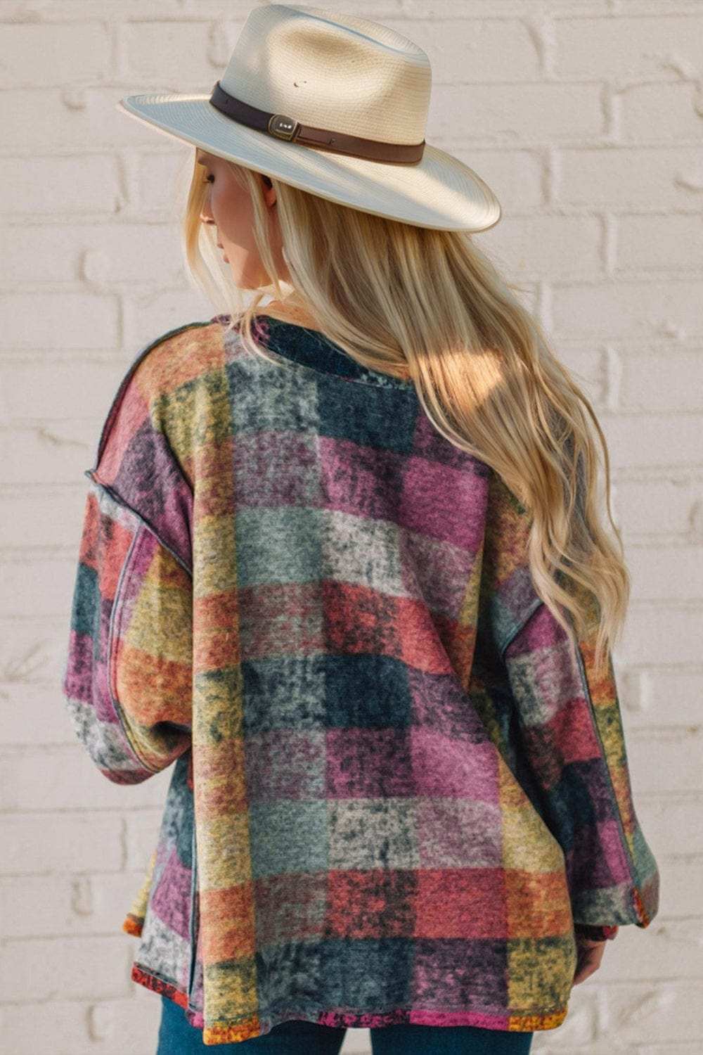 Double Take Full Size Exposed Seam Button Up Shacket - Trendsi - Flyclothing LLC