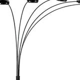 84" Black Five Light Arc Floor Lamp With Black Dome Shade - Homeroots - Flyclothing LLC