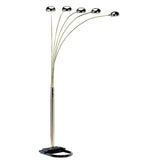 84" Brass Five Light Arc Floor Lamp With Brass Metal Dome Shade - Homeroots - Flyclothing LLC