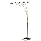 84" Brass Five Light Arc Floor Lamp With Brass Metal Dome Shade - Homeroots - Flyclothing LLC