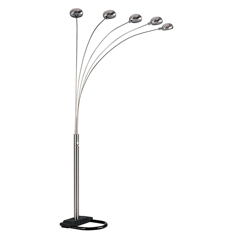 84" Nickel Five Lights Arc Floor Lamp With Nickel Dome Shade - Homeroots - Flyclothing LLC