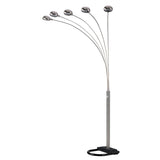 84" Nickel Five Lights Arc Floor Lamp With Nickel Dome Shade - Homeroots - Flyclothing LLC