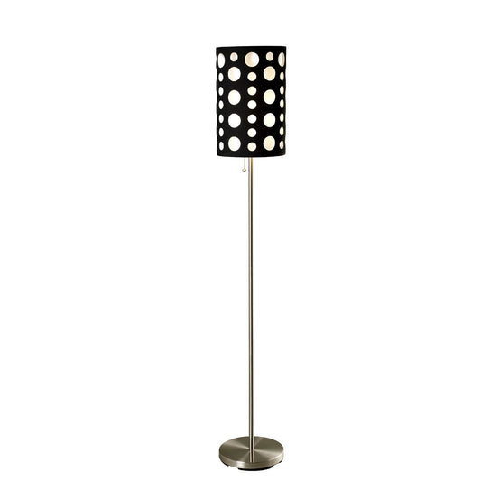 66" Steel Novelty Floor Lamp With Black And White Drum Shade - Homeroots