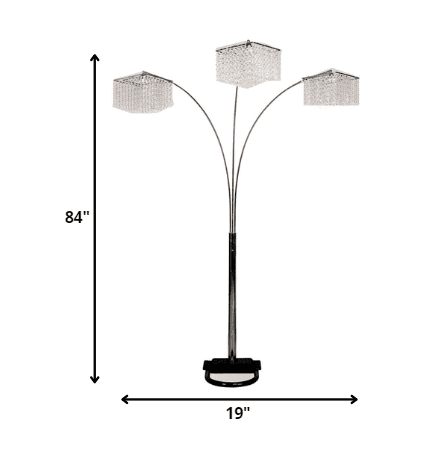 Floor Lamp with Three Hanging Crystal Shades - Homeroots - Flyclothing LLC