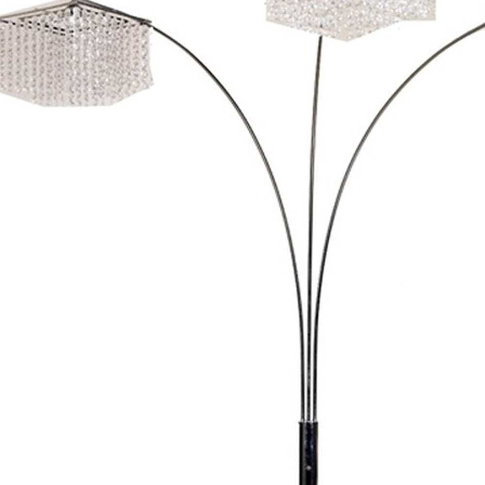 Floor Lamp with Three Hanging Crystal Shades - Homeroots - Flyclothing LLC