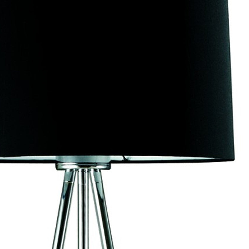 59" Silver Tripod Floor Lamp With Black Fabric Drum Shade - Homeroots - Flyclothing LLC