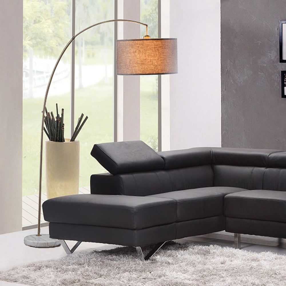 86" Beige And Antique Gold Arched Floor Lamp With Gray Drum Shade - Homeroots - Flyclothing LLC