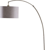 86" Beige And Antique Gold Arched Floor Lamp With Gray Drum Shade - Homeroots - Flyclothing LLC