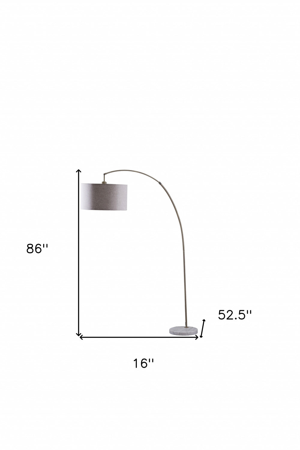 86" Beige And Antique Gold Arched Floor Lamp With Gray Drum Shade - Homeroots - Flyclothing LLC