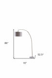 86" Beige And Antique Gold Arched Floor Lamp With Gray Drum Shade - Homeroots - Flyclothing LLC