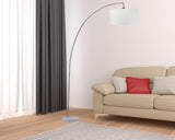 86" White And Silver Arc Floor Lamp With White Drum Shade - Homeroots - Flyclothing LLC