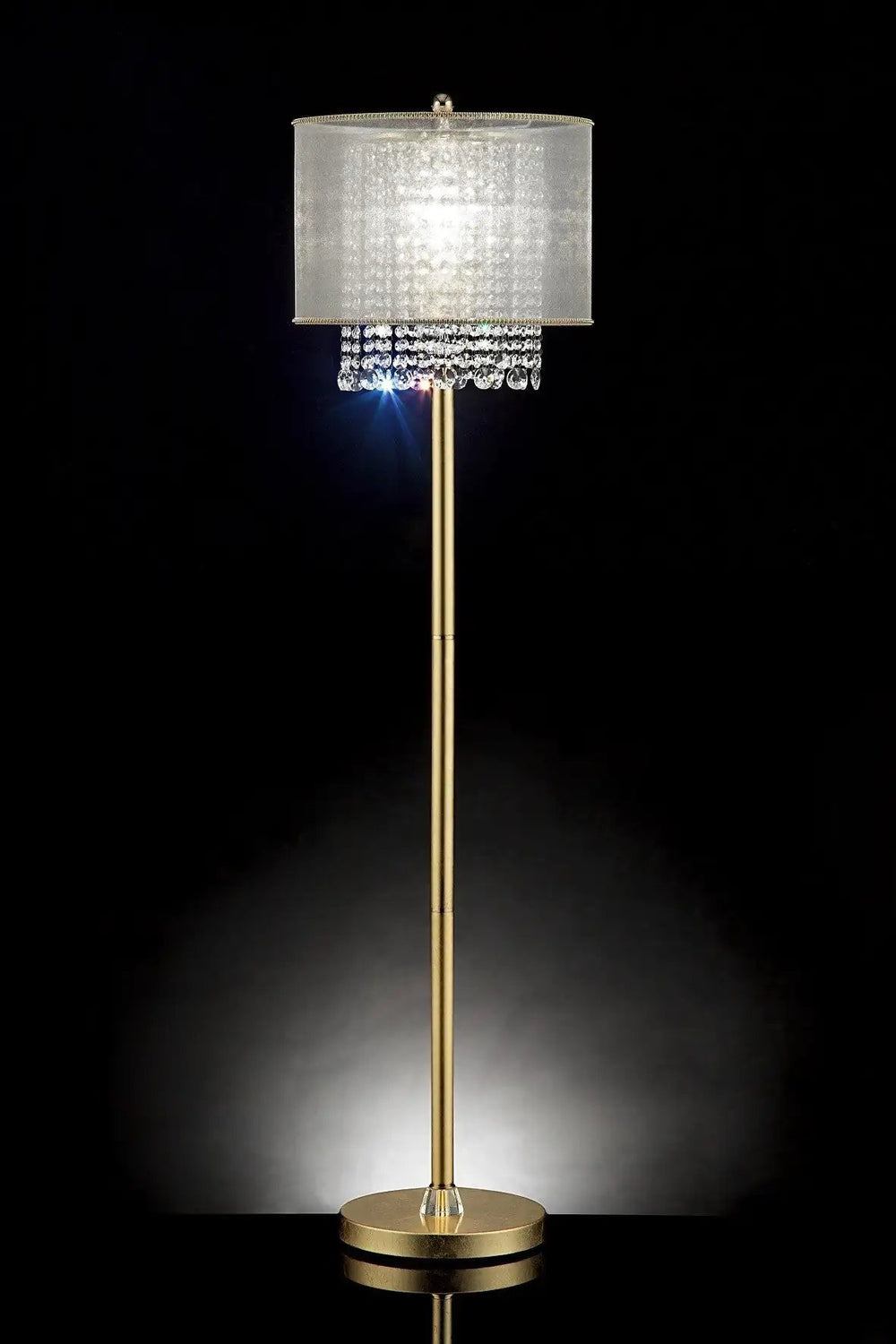 65" Gold Novelty Floor Lamp With White Drum Shade - Homeroots - Flyclothing LLC