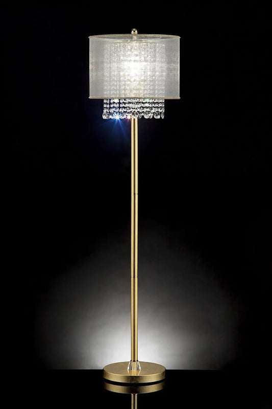 65" Gold Novelty Floor Lamp With White Drum Shade - Homeroots