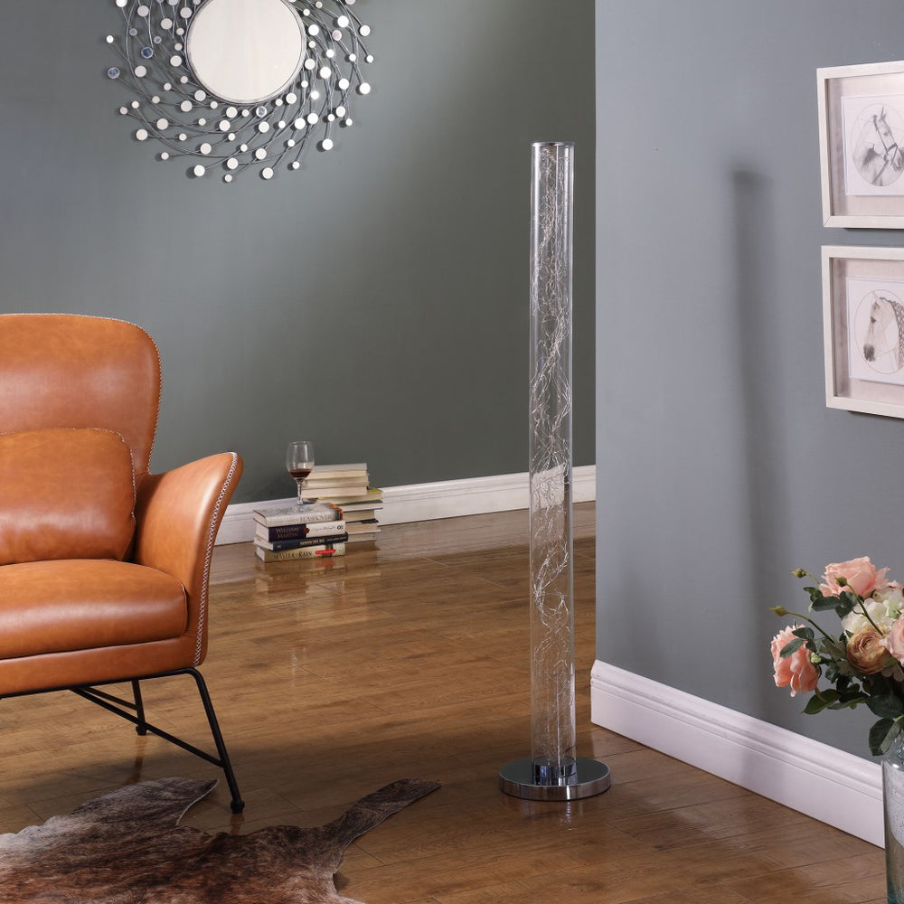 49" Steel LED Column Floor Lamp With Clear Drum Shade - Homeroots - Flyclothing LLC