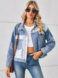 Snake Print Button Up Denim Jacket - Trendsi - Flyclothing LLC
