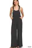 Zenana Woven Rayon Crepe Wide Leg Overalls - Trendsi - Flyclothing LLC