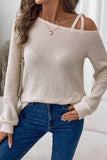 Waffle Knit One-Shoulder Blouse - Trendsi - Flyclothing LLC