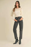 MABLE Ruffled Lace Crochet Sweater - Trendsi - Flyclothing LLC