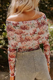 Floral Off-Shoulder Long Sleeve Bodysuit - Trendsi - Flyclothing LLC
