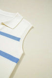 Stripe Split V Neck Collared Ribbed Sweater Vest - Trendsi - Flyclothing LLC