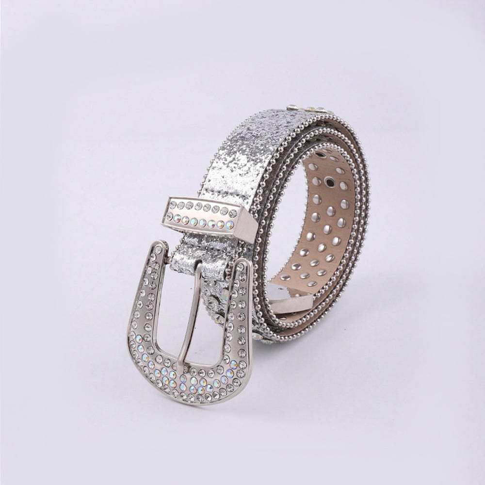 PU Leather Rhinestone Belt - Trendsi - Flyclothing LLC
