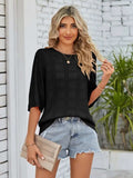 Openwork Round Neck Knit Top - Trendsi - Flyclothing LLC