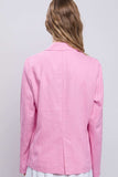 Love Tree One-Button Long Sleeve Linen Blazer - Trendsi - Flyclothing LLC