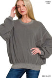Zenana Soft Fleece Pigment Dye Pullover - Trendsi - Flyclothing LLC