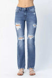 Judy Blue Full Size Mid Rise Destroy Straight Jeans Plus Size - Trendsi - Flyclothing LLC
