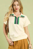 Umgee Textured Striped Zip Collar Knit Top - Trendsi - Flyclothing LLC