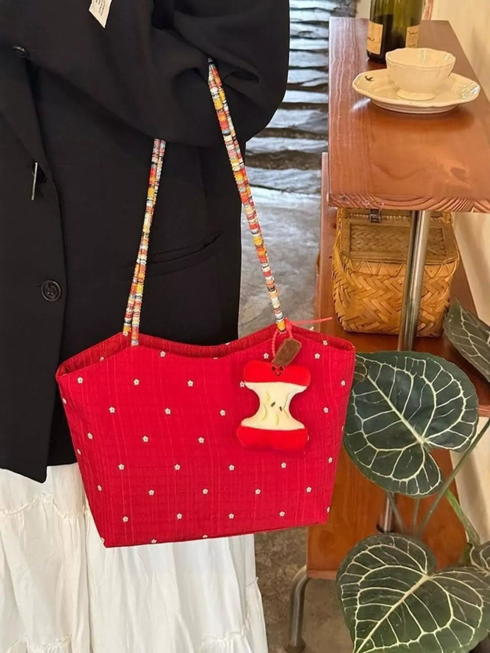 Apple Core Charm Tote Bag - Trendsi - Flyclothing LLC