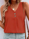 Full Size Decorative Button V-Neck Tank - Trendsi - Flyclothing LLC