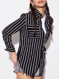 Striped Collared Neck Long Sleeve Shirt - Trendsi - Flyclothing LLC
