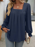 Square Neck Long Sleeve Top - Trendsi - Flyclothing LLC