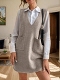 V-Neck Sleeveless Sweater Dress with Pockets - Trendsi - Flyclothing LLC