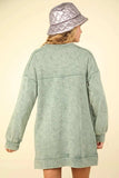 VERY J Mineral Washed Oversized Sweatshirt Mini Dress - Trendsi - Flyclothing LLC