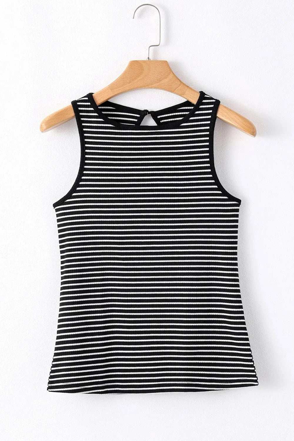 Striped Ribbed Round Neck Tank - Trendsi - Flyclothing LLC