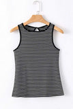 Striped Ribbed Round Neck Tank - Trendsi - Flyclothing LLC